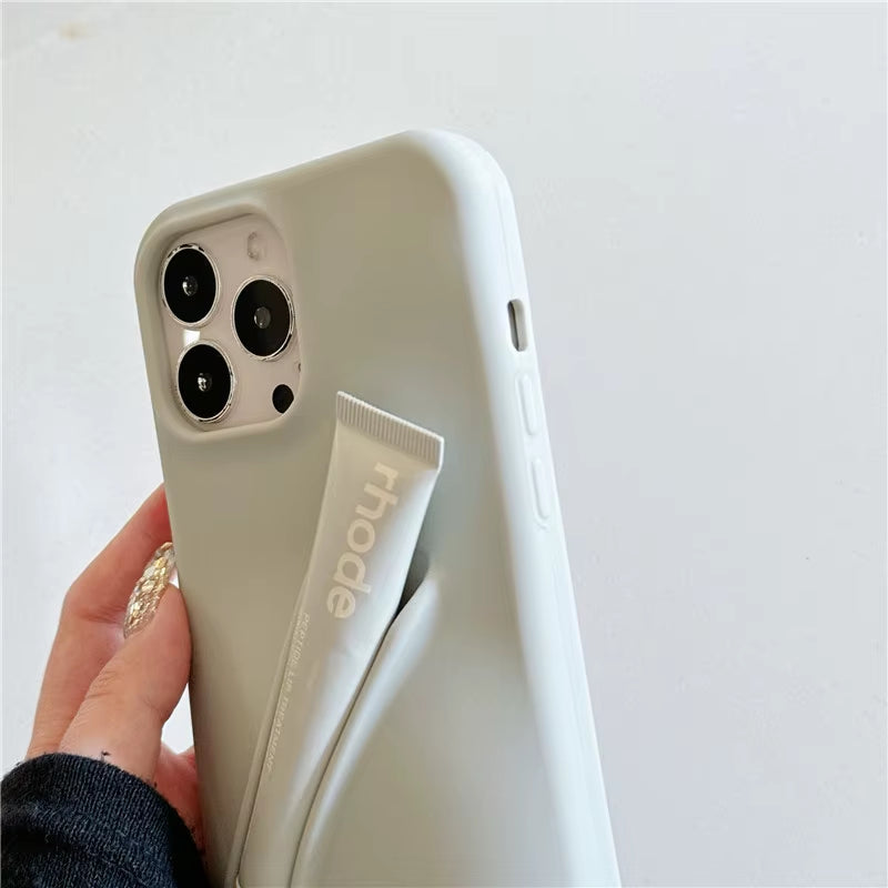For Iphone 16 15 14 13 12 11 Pro plus Mini Max Xs XR 6 7 8 SE Lip Gloss Holder Silicone Soft Cover Case