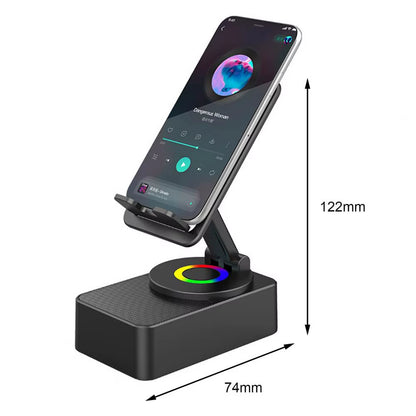 Bluetooth-Compatible Audio Power Phone Holder Rotating Phone Stand with Wireless Speaker Foldable Adjustable Cell Phone Stand