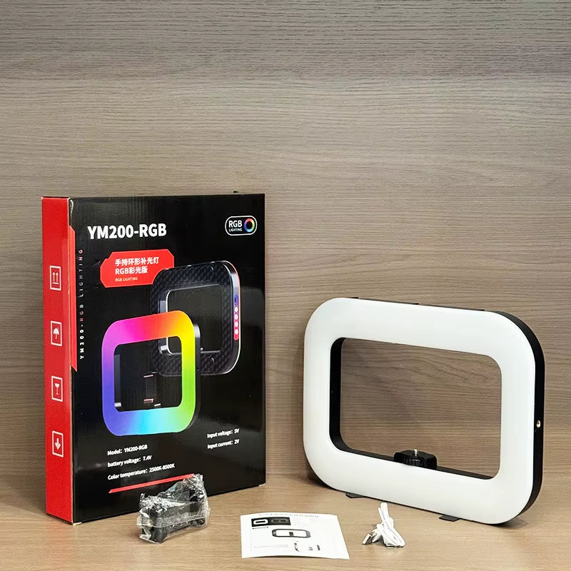 New Handheld Ring LED Rechargeable Fill Light Portable Mobile Phone Live Broadcast Photography Desktop Selfie Light