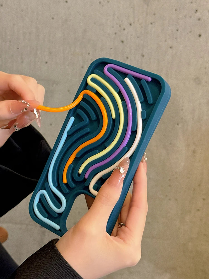 Funny Sensory Activity Board Silicone Decompression Phone Case for Iphone 16 15 14 13 12 11 17 Pro Max Soft Back Cover