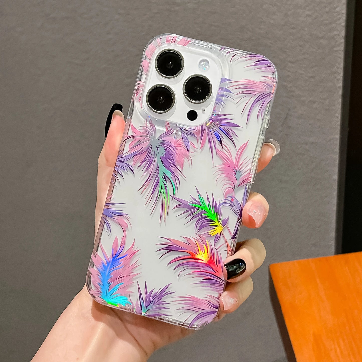 Luxury Laser Flower Painting Phone Case for Iphone 16 14 13 17 Air 15 Pro Max plus Shock Absorbing Bumper Crystal Clear Cover