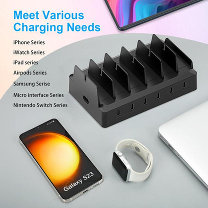 COZOME Charging Station for Multiple Devices 6 USB Ports Family Charger Compatible with Apple Iphone Ipad Android Phones Tablets User Friendly Design