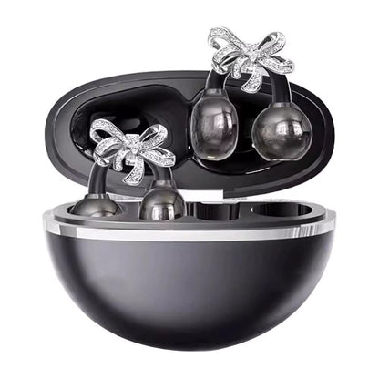 Clip-On Earbuds Wireless Bluetooth Open Ear Headphones with Detachable Crystal Bowknot Earrings, for Sports, Fitness & Workouts