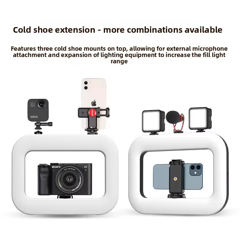 New Handheld Ring LED Rechargeable Fill Light Portable Mobile Phone Live Broadcast Photography Desktop Selfie Light