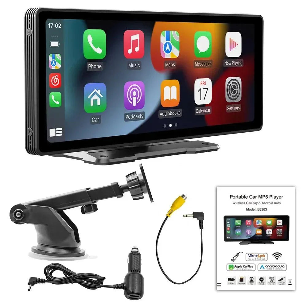 10.26'' Car Monitor with Wireless Carplay Android Auto HD Screen Camera Bluetooth FM Transmitter USB TF Video Player for Vehicle