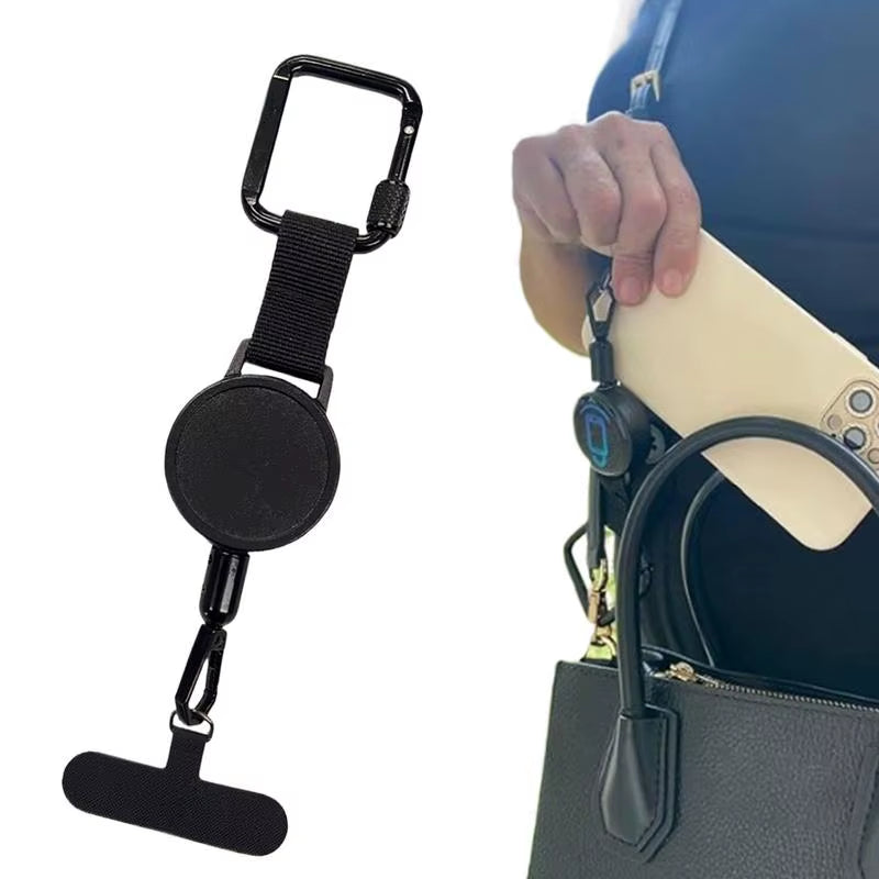 Anti-Theft Retractable Phone Lanyard Tether Cellphone Tab Strap with Carabiner Anti-Drop Harness for Hiking Cycling Climbing