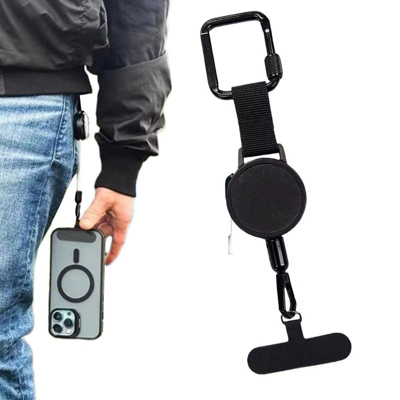 Anti-Theft Retractable Phone Lanyard Tether Cellphone Tab Strap with Carabiner Anti-Drop Harness for Hiking Cycling Climbing