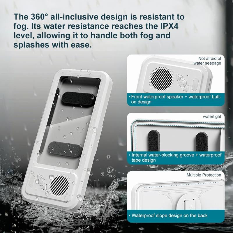 Waterproof Bluetooth-Compatible Speaker with 360° Rotating Touch Screen, Shower Tv-Like Phone Mount for Video Viewing, Music & Bath Time in Bathroom, Kitchen & Pool, Waterproof Wireless Speaker