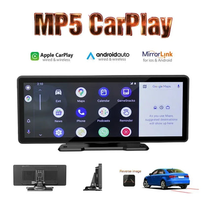 10.26'' Car Monitor with Wireless Carplay Android Auto HD Screen Camera Bluetooth FM Transmitter USB TF Video Player for Vehicle